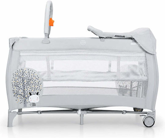Asalvo Complet Laufstall 2 Ebenen mit Wickeltisch & Matratze Gray 75x125cm