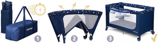 Ricokids Παρκοκρέβατο με Στρώμα Navy Μπλε 65x125cm