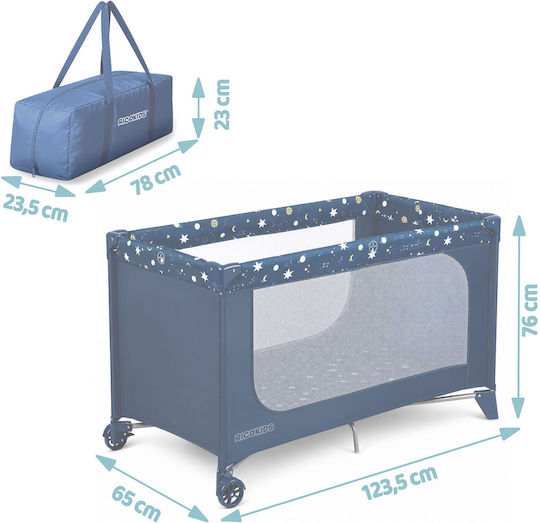 Ricokids Παρκοκρέβατο με Στρώμα Navy Μπλε 65x125cm