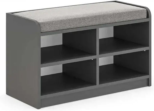Мебел за Антре с Шкаф за Обувки и Пейка Черен 80x35x47см.