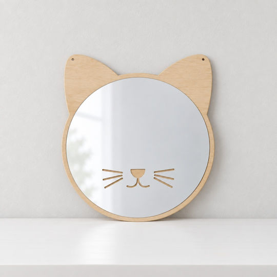 Kinder-Spiegel Katze Plexiglas Spiegelsilber Geschenkverpackung Mädchen