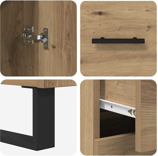 Highboard Wohnzimmerschrank aus Spanplatte Artisan-Eiche 69,5 x 34 x 180 cm