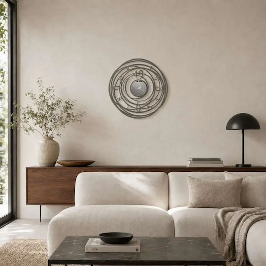 Arti E Mestieri 3D Wall Clock Metallic Grey Ø70cm