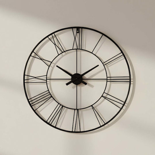 Edaxo Metallische Wanduhr Schwarz Ø70cm