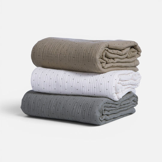 Nef-Nef Homeware Cotton Duvet Cover Set 160x230cm Single With Pillowcase Dots Mocca