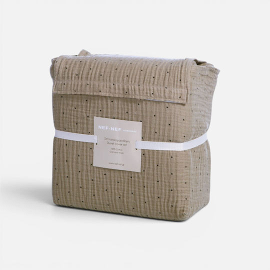 Nef-Nef Homeware Cotton Duvet Cover Set 160x230cm Single With Pillowcase Dots Mocca