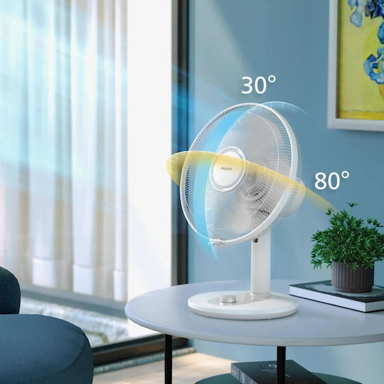 Philips Настолен Вентилатор 25W Диаметър 15cm Бял
