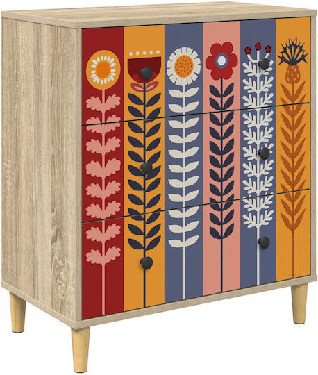 Kommode Schlafzimmer Holz Essen mit 3 Schubladen Mehrfarbig 66x36.5x75cm