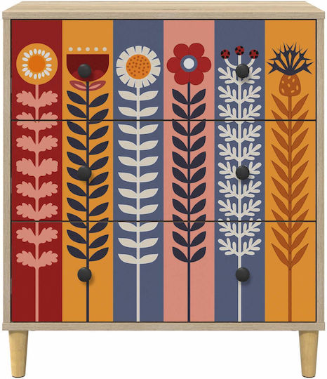 Kommode Schlafzimmer Holz Essen mit 3 Schubladen Mehrfarbig 66x36.5x75cm