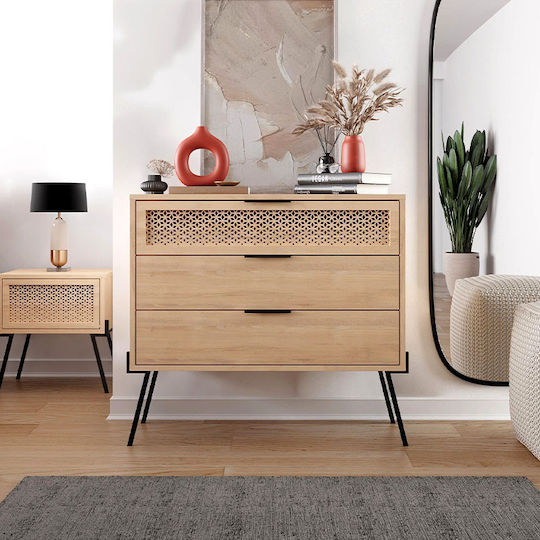 Скрин За Спалня Дървен Naive Sapphire Дъб 93.1x40x83.1см