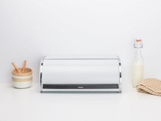 Brabantia Roll Top Bread Bin Bread Box with Lid Inox White 44.7x26.8x17.3cm