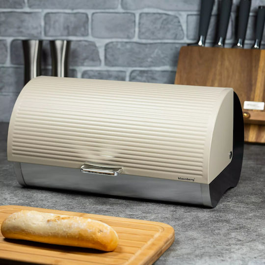 Klausberg Klausberg Bread Box with Lid Metallic Beige 39x28x18.5cm