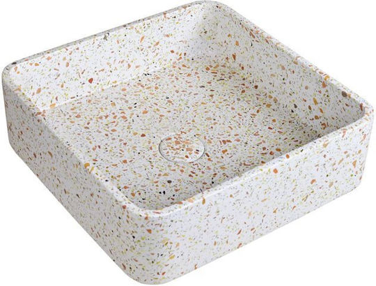 Karag Ira Deasupra Blatului Chiuvetă Piatră 39x39x12cm Stracciatella