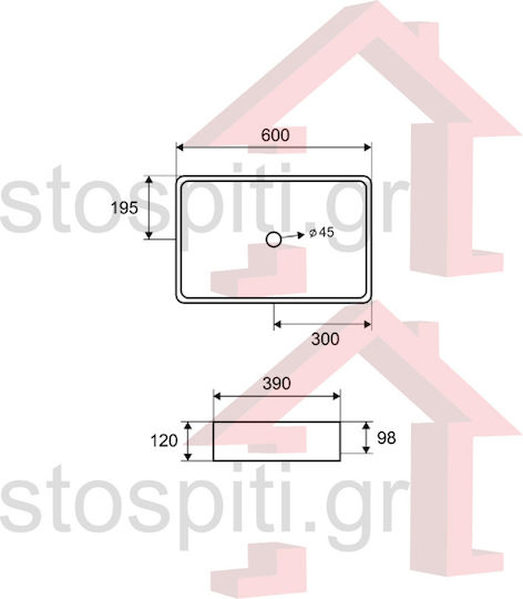 Karag Dion Επικαθήμενος Νιπτήρας Πέτρινος 60x39x12cm Stracciatella