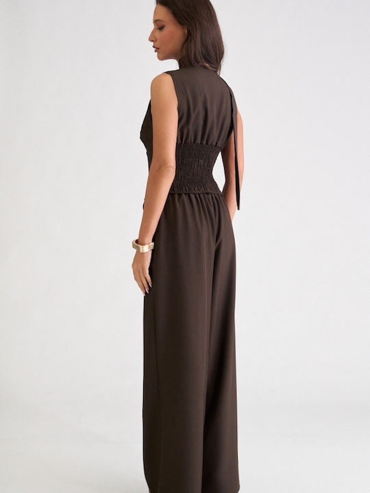 Damen Braune Dunkle Set mit Hosen für Damen