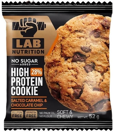 Lab Nutrition Бисквити Протеини High С чипс Фъстъчено масло с шоколадови парченца Без захар 1бр 52гр