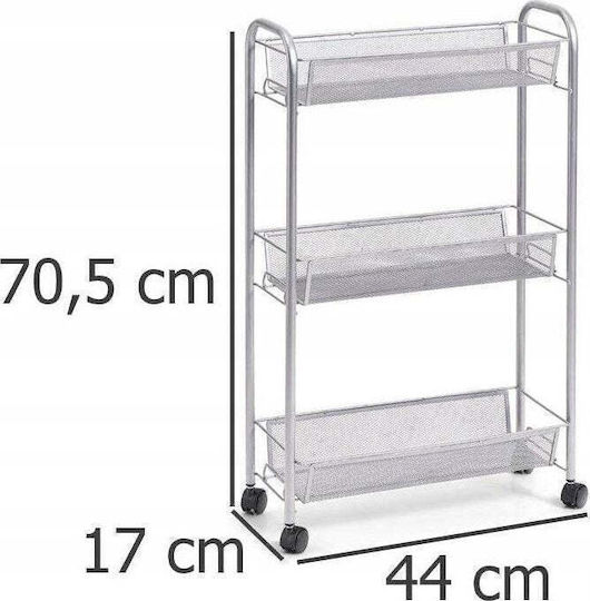 Zeller Metallic Kitchen Rack 3 Tiers Gray 44x17x70.5cm
