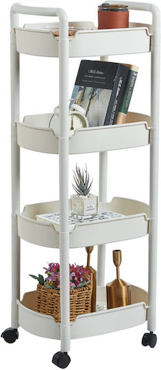 Ankor Trolley Bucătărie Plastic 4 Locuri Alb 40x28x99cm
