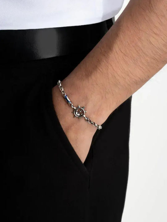 SteweHome Men's Bracelet Identity with Anchor Design in Silver