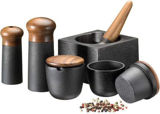 Skeppshult Set Manual Râșnițe Condimente Metal în Culoare Negru 8cm 1buc