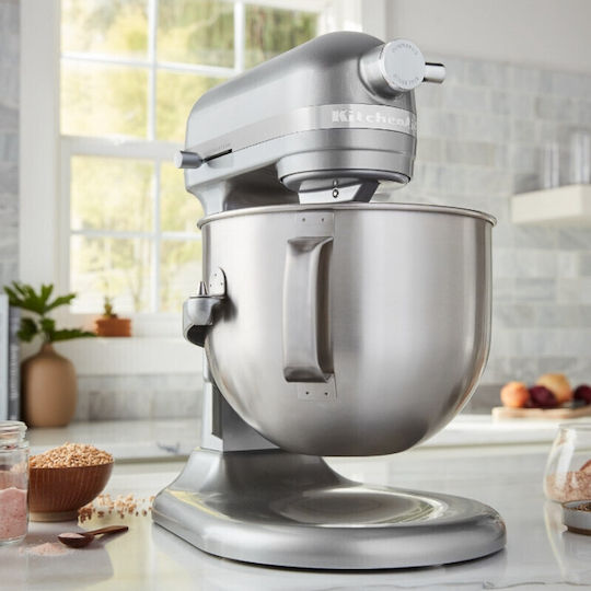 Kitchenaid Artisan Кухненски Робот 375W с Неръждаем Казан 6.6л Медальон Сребро