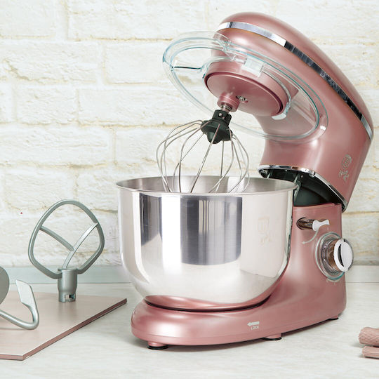 Küchenmaschine 1300W mit Rostfreiem Schüssel 6lt Rosa