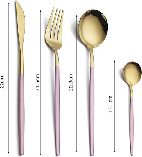 Cheffinger Set de Tacâmuri Inoxidabil Roz 24buc