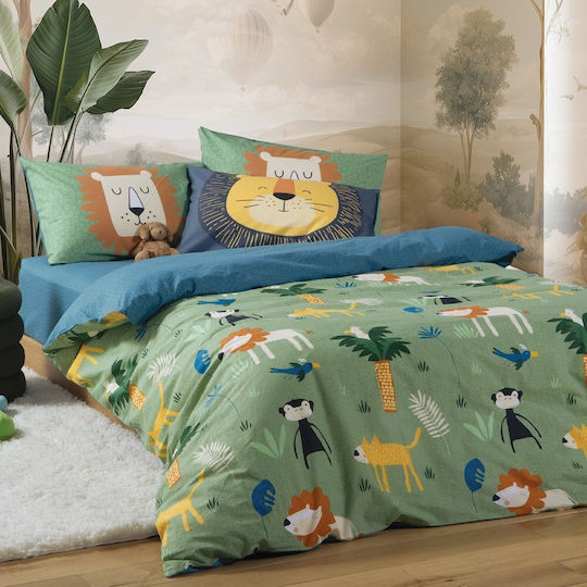 Nef-Nef Homeware Сет Спални Чаршафи Единични с Ластик Памучни Jungle Green 100x232cm 3бр Nef-Nef Homeware Сет Спални Чаршафи Единични с Ластик Памучни Jungle Green 100x232cm 3бр