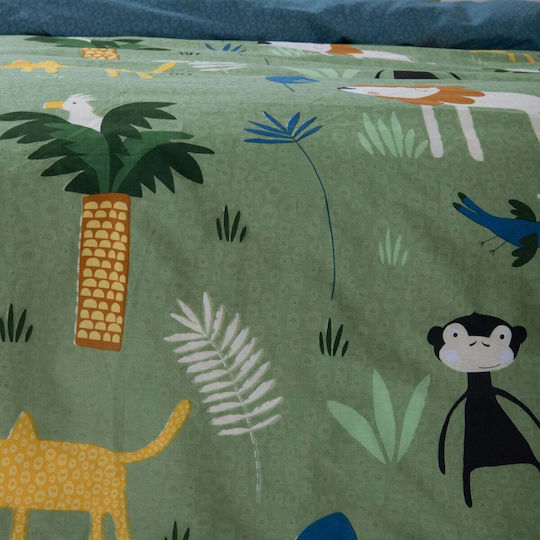 Nef-Nef Homeware Сет Спални Чаршафи Единични с Ластик Памучни Jungle Green 100x232cm 3бр