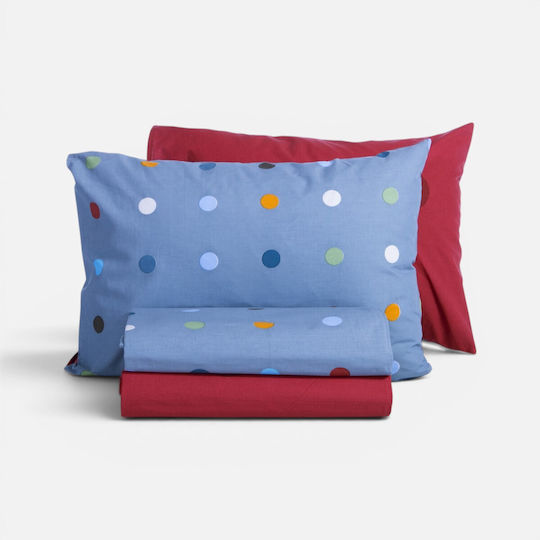 Nef-Nef Homeware Сет Спални Комплекти Единични Памучни Dots Син 170x260cm 3бр