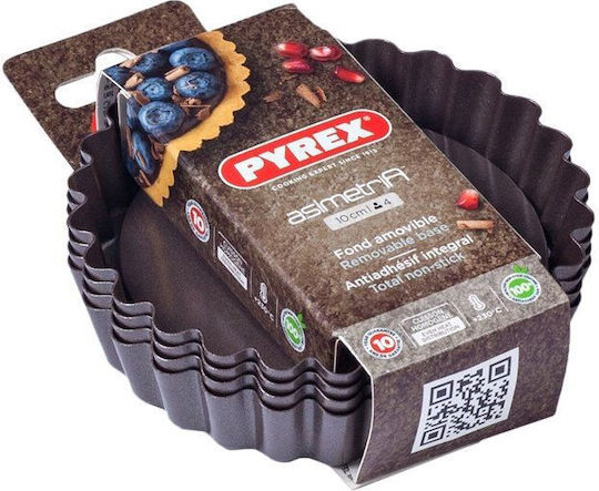 Pyrex Asimetria Форма за сладкарство за тарталетки от алуминий с отделяща се основа 10x10cm 4pcs