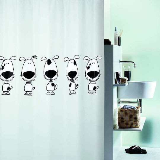 Spirella Beagle Duschvorhang Stoff 180x200cm Black White