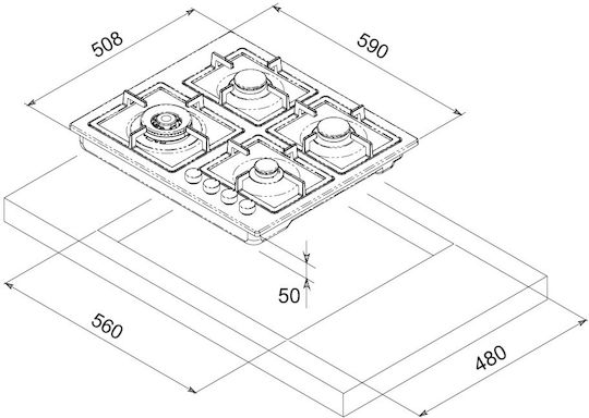 Neox Gas Cooktop Autonomous 59x50.8εκ.