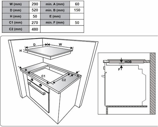 MultiHome MH-6142 Gas Cooktop Autonomous 29x52εκ.