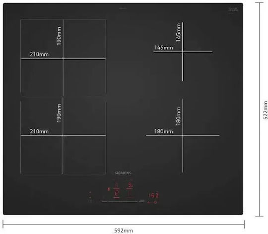 Siemens Smart Plită cu Inducție Autonomă cu Funcție de Blocare 59.2x52.2cm Negru Mat