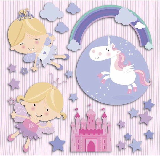 Ango Детска стикерна за стена Стена 3D Пяна Happy Fairies 16бр