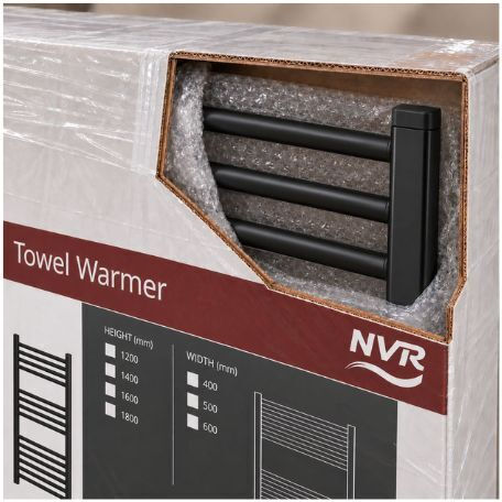 Bathroom Radiator Towel Rail NVR 600x1200 784 Kcal/h Black Straight
