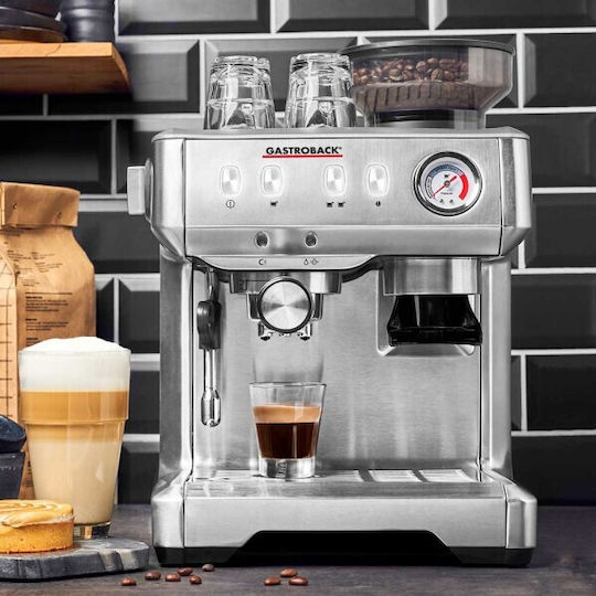 Αυτόματη Μηχανή Espresso 1600W Πίεσης 15bar με Μύλο Άλεσης Ασημί 42619