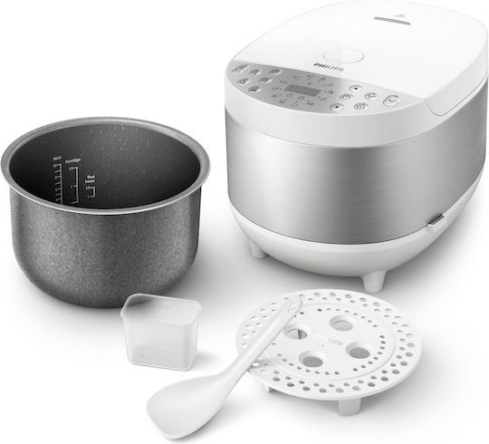 Philips Multifunktionskocher 1300W mit Kapazität 5Es Weißer