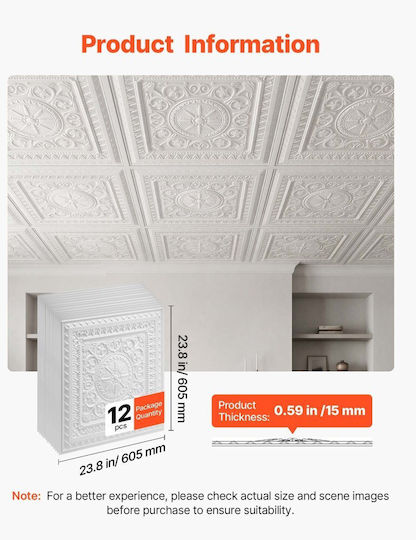 PVC Λευκό 60.5x60.5εκ. 12τμχ