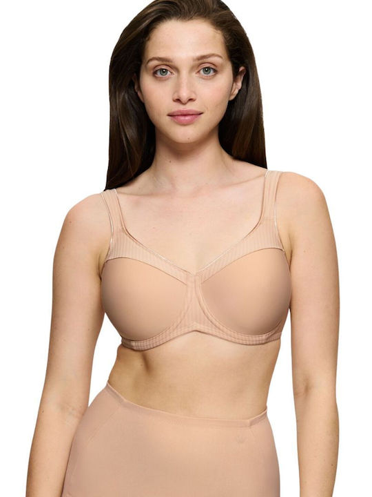 Modern Soft Cotton Minimizer Minimizer Bra without Padding Underwire Beige