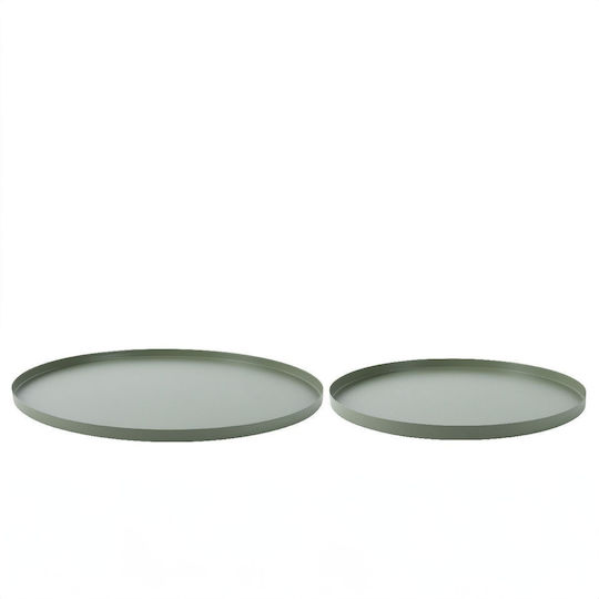 Beauty Home Metallic Round Decorative Tray 35x35cm 2pcs