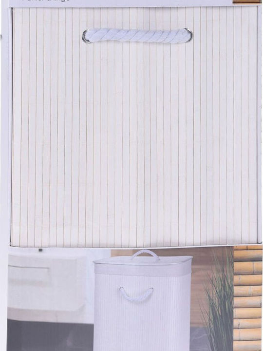 Bamboo Laundry Basket 60lt with Cap 40x40x60cm White
