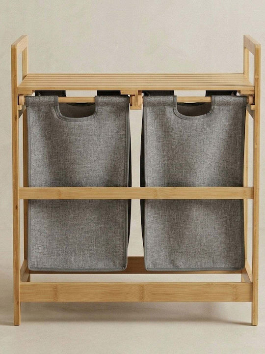 Vilde Wäschekorb Bamboo 70l mit Deckel 33x63x74cm Beige