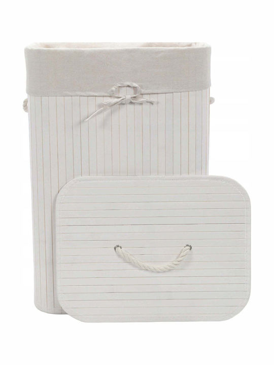 Songmics Laundry Basket Bamboo 72lt with Cap White