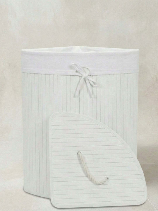 Springos Кошница за пране Bamboo 60л с Капак 35x35x35см Бяла