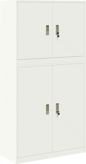 Büroaufbewahrungsschrank Metall mit Schloss Weiß 90x40x175cm