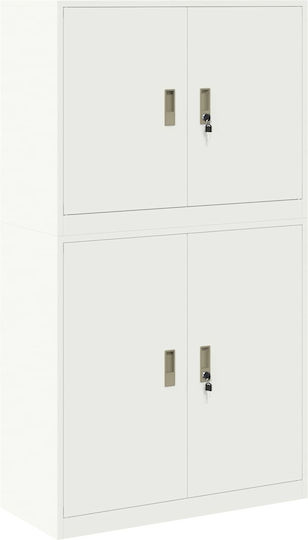 Büroaufbewahrungsschrank Metall mit Schloss Weiß 90x40x160cm