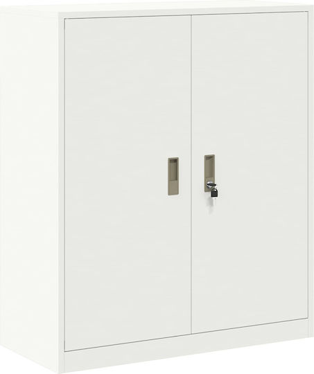 Büroaufbewahrungsschrank Metall mit Schloss Weiß 90x40x175cm