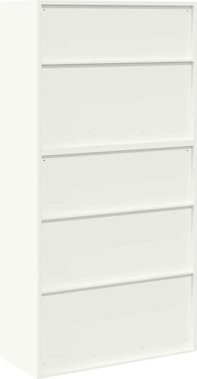 Büroaufbewahrungsschrank Metall mit Schloss Weiß 90x40x175cm